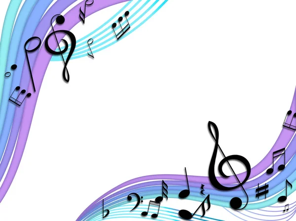 Music notes and other musical symbols on color background