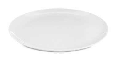 Temiz boş seramik tabak beyaz üzerine izole