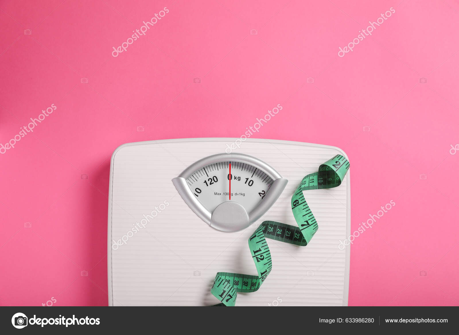 Text lose weight with weigh scale and measure tape