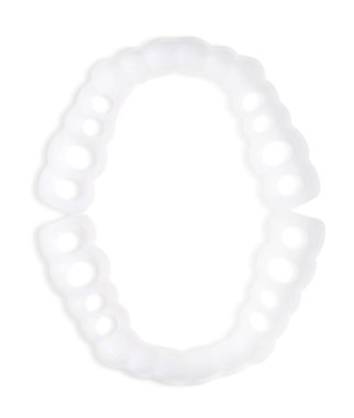 Beyaz arka planda diş koruyucuları, üst manzara. Isırık düzeltmesi