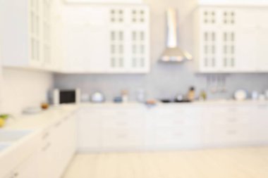 Modern mutfağın bulanık görüntüsü. İç tasarım