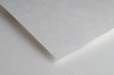 Blank watercolor paper sheet on white background, closeup