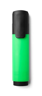 Bright green marker isolated on white, top view