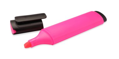 Bright pink marker isolated on white. Office stationery