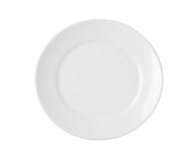 Empty ceramic plate isolated on white, top view