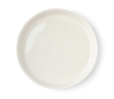 Beautiful empty ceramic plate isolated on white, top view
