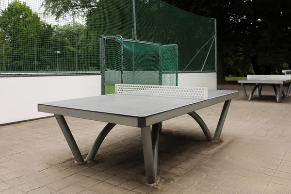 Metal ping pong tables in city park