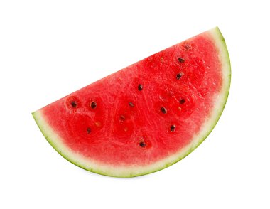 Beyaz üzerine izole edilmiş lezzetli olgun karpuz dilimi.