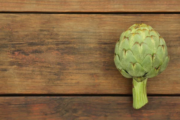 Fresh Raw Artichoke Wooden Table Top View Space Text — Stock Photo, Image