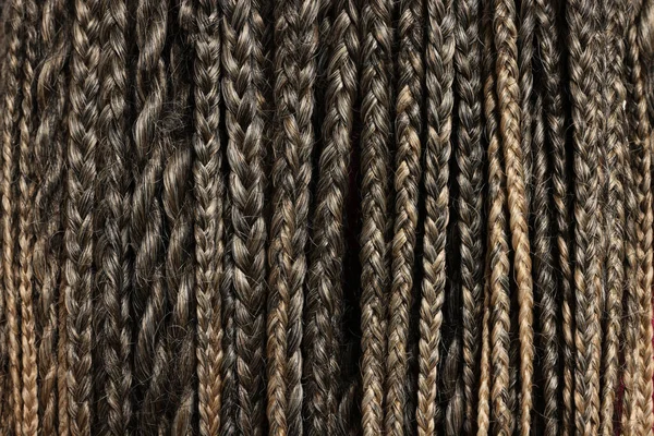 Many African Braids Background Closeup View — Stockfoto