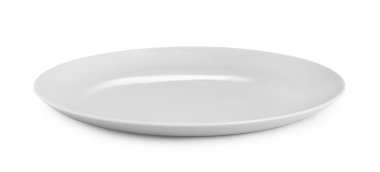 Temiz boş seramik tabak beyaz üzerine izole