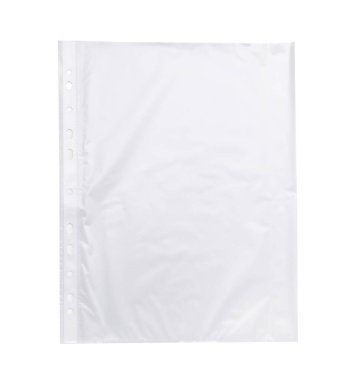 Empty punched pocket on grey background, top view