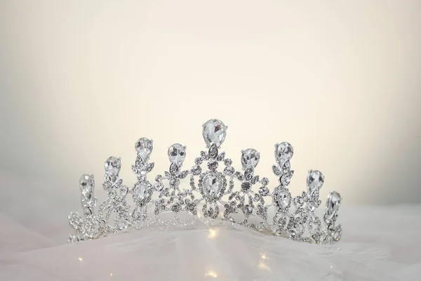 Beautiful Silver Tiara Diamonds Light Cloth — Fotografia de Stock