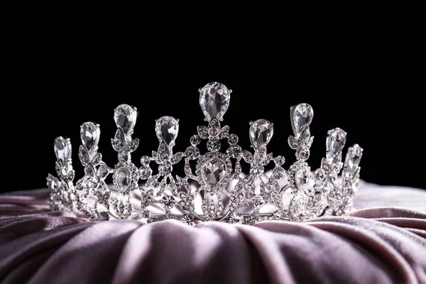 Beautiful Silver Tiara Diamonds Light Cloth — Fotografia de Stock