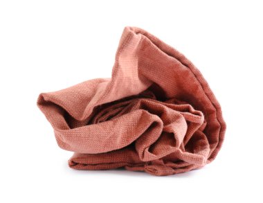 Crumpled color fabric napkin isolated on white