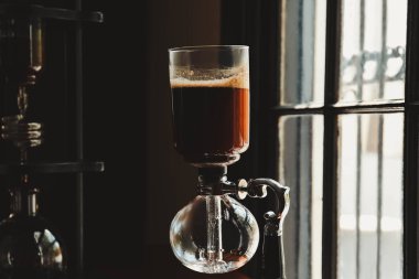 Professional vacuum coffee maker for drink preparation in cafe