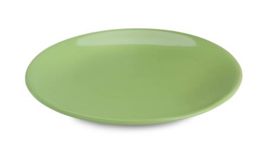 Boş açık yeşil seramik tabak beyaz üzerine izole