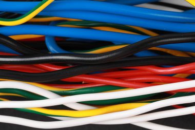 New colorful electrical wires as background, closeup