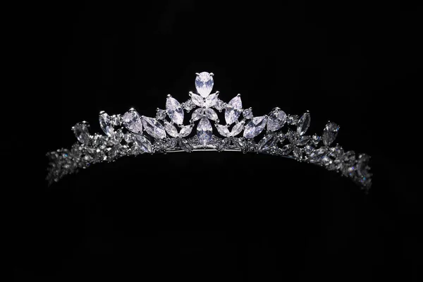 Beautiful Silver Tiara Diamonds Black Background — Fotografia de Stock