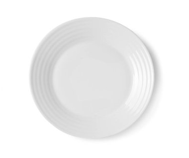 Empty ceramic plate isolated on white, top view