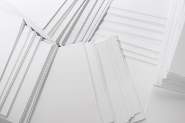White paper sheets as background, top view