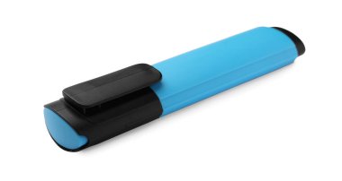 Bright blue marker isolated on white. Office stationery