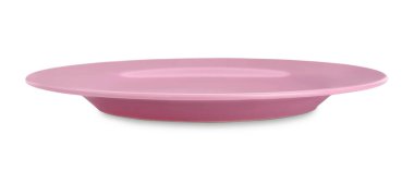 Empty pale pink ceramic plate isolated on white