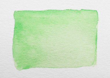 Beyaz tuval üzerinde yeşil suluboya dikdörtgen, üst görünüm