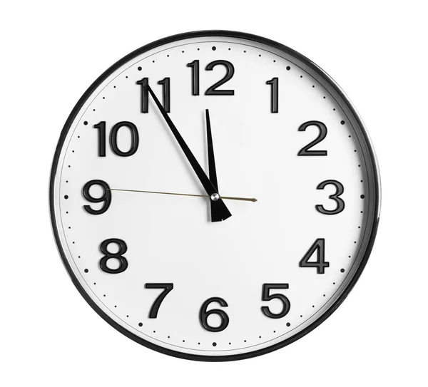 Stylish Analog Clock Isolated White New Year Countdown — ストック写真