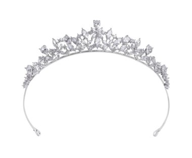 Güzel gümüş taç ve beyaz elmaslar.