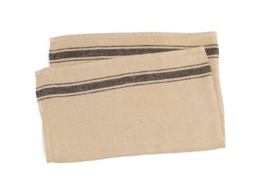 Fabric napkin on white background, top view