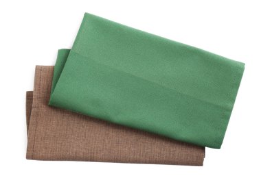 Masa ayarları için kumaş peçeteler beyaz, üst görünümde izole