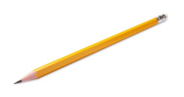 Graphite pencil with eraser isolated on white. School stationery