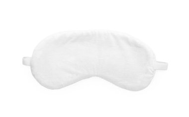 Soft sleep mask isolated on white, top view
