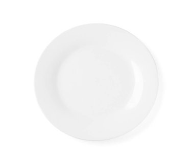 Empty ceramic plate isolated on white, top view