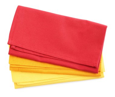 Masa ayarları için kumaş peçeteler beyaz, üst görünümde izole