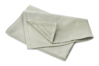 Mutfak için açık gri havlu beyazda izole edilmiş.