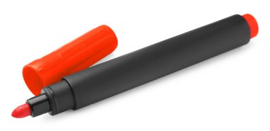 Bright orange marker isolated on white. School stationery
