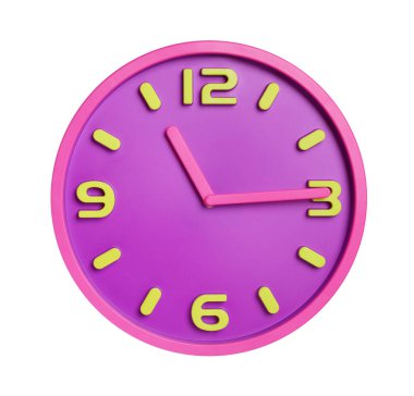 Bright round clock isolated on white. Interior element