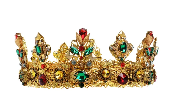 Beautiful Gold Crown Gems Isolated White — Fotografia de Stock