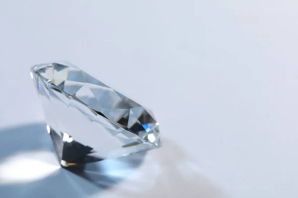 Beautiful Dazzling Diamond White Background Closeup Space Text — Fotografia de Stock