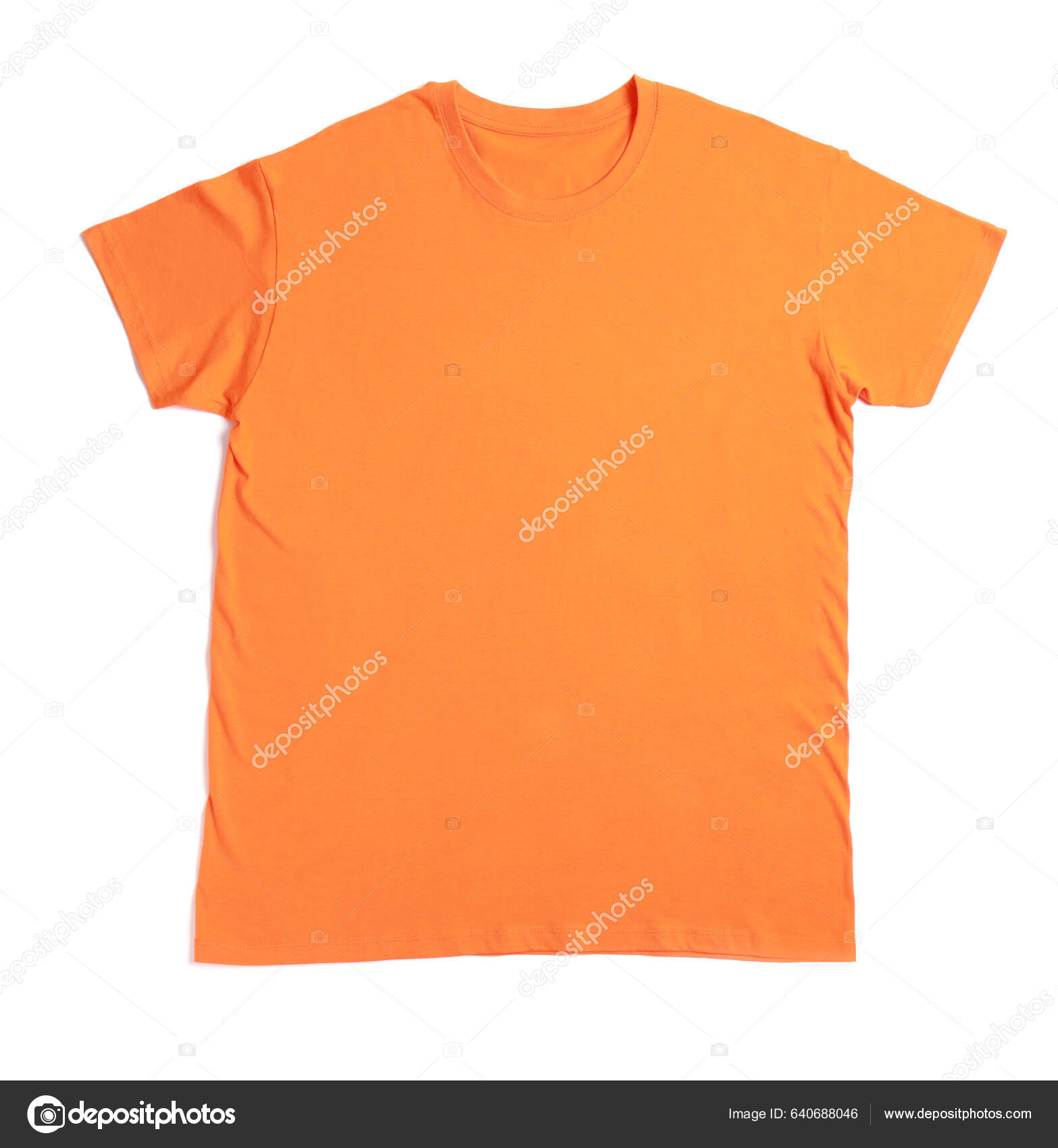 Orange Shirt Isolated White Top View Mockup Design Stock Photo by ...