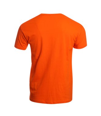 Mannequin with orange men's t-shirt isolated on white. Mockup for design