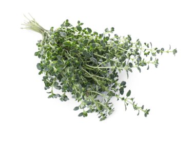 Bunch of aromatic thyme isolated on white. Fresh herb