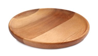 Beyaz arka planda yeni bir tahta tabak