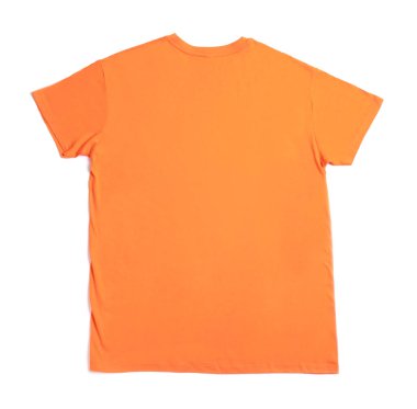 Orange t-shirt isolated on white, top view. Mockup for design