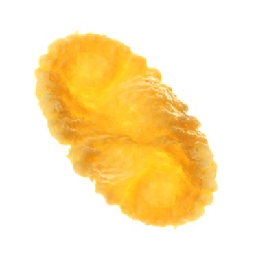 Beyazda izole edilmiş lezzetli bir mısır gevreği.