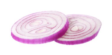 Slices of onion for burger isolated on white