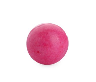 One bright pink gumball isolated on white