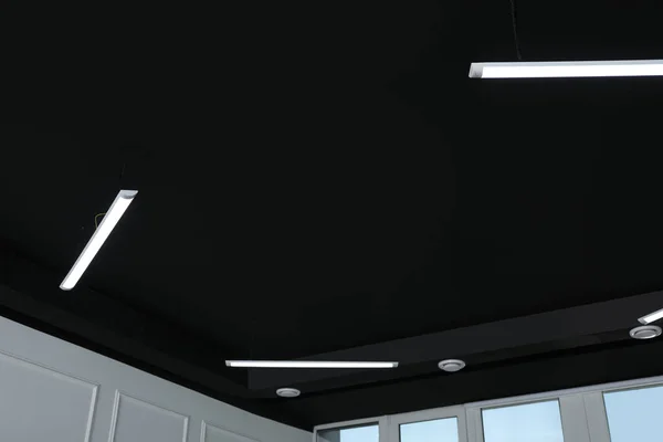 Black Ceiling Modern Lighting Office — Stock Fotó